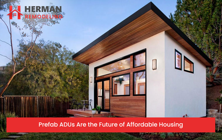 Modern prefab ADU exterior view showcasing affordable housing design