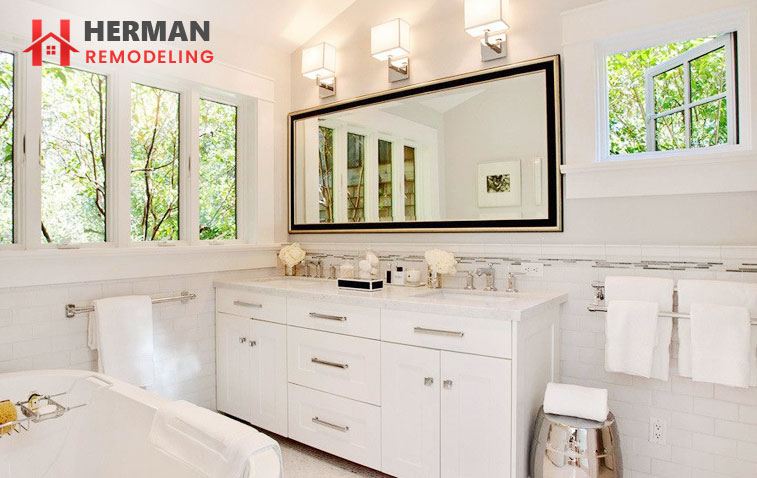 Stylish bathroom vanity with ample sspace for storage