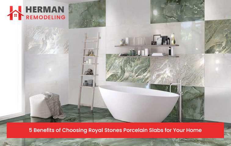 Royal Stones porcelain slab with a sleek, durable finish.