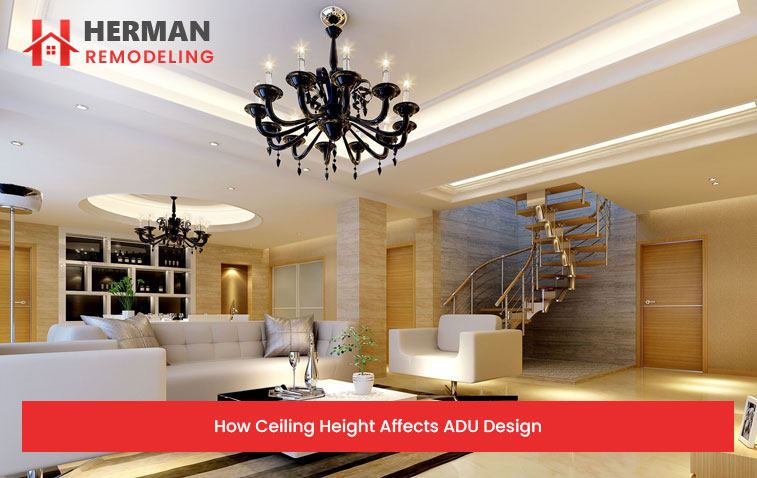 ADU interior with high ceiling and open space design