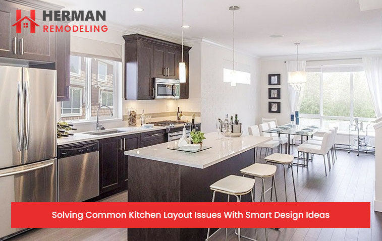 Kitchen island with breakfast nook with bright, efficient lighting.